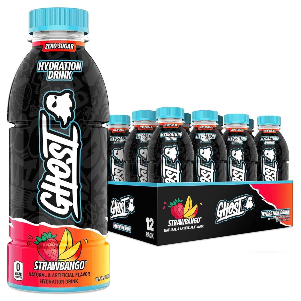 GHOST Hydration Drink, Zero Sugar, 12 Pack, Welch’s Grape - 16.9 Fl Oz