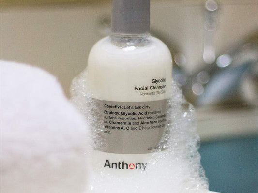 Anthony Glycolic Facial Cleanser for Men, Daily Exfoliating & Hydrating Face Wash, Shave Prep, Non-Foaming, Deep Cleansing, Gentle on Sensitive Skin, Removes Dirt & Oil, Smooths Texture, 16 Fl Oz