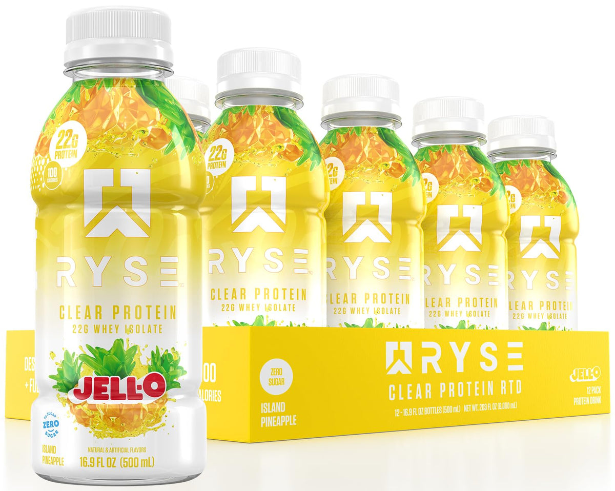 RYSE Clear Protein Drink - Variety Pack - 100 Calories, 22g Whey Isolate Protein Shake, Sugar-Free, 0g Fat & Lactose-Free - Refreshing Ready-to-Drink Beverage - 16.9 fl oz Bottles (12-Pack)