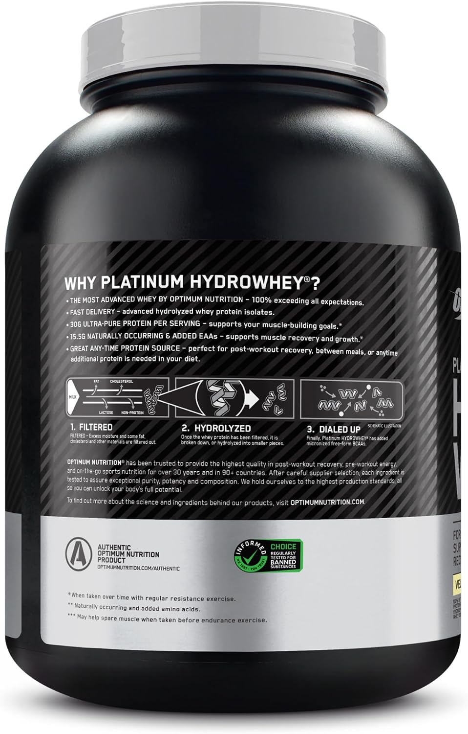 Optimum Nutrition Platinum Hydrowhey Protein Powder, Velocity Vanilla,3.5LB
