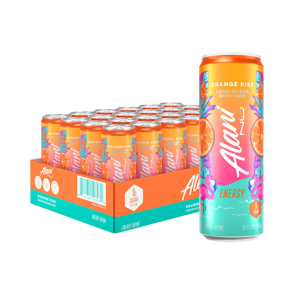 Alani Nu JUICY PEACH, Sugar Free, Low Calorie Energy Drinks, 200mg Caffeine, Biotin, B Vitamins, Zero Sugar, 10 Calories, 12 Fl Oz Cans, 24 Pack