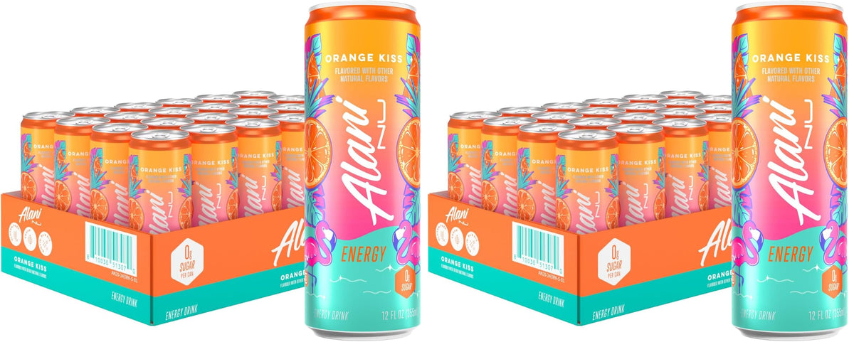 Alani Nu JUICY PEACH, Sugar Free, Low Calorie Energy Drinks, 200mg Caffeine, Biotin, B Vitamins, Zero Sugar, 10 Calories, 12 Fl Oz Cans, 24 Pack