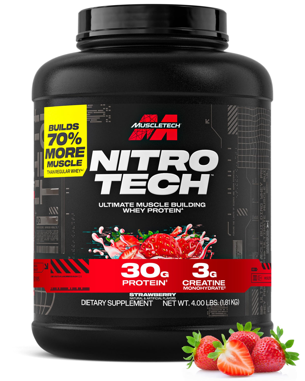 MuscleTech Whey Protein Powder (Milk Chocolate, 4LB) - 30g Protein