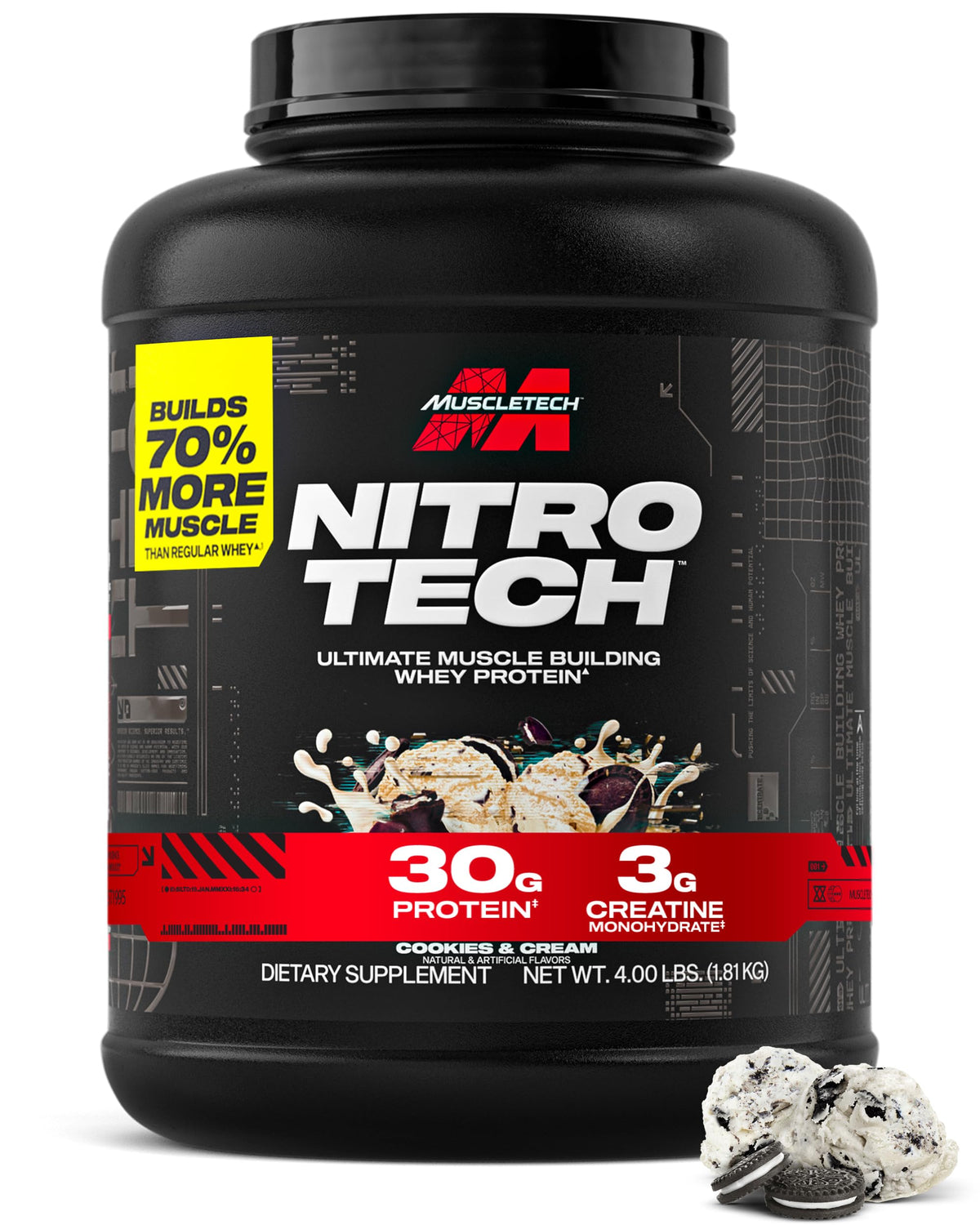 MuscleTech Whey Protein Powder (Milk Chocolate, 4LB) - 30g Protein