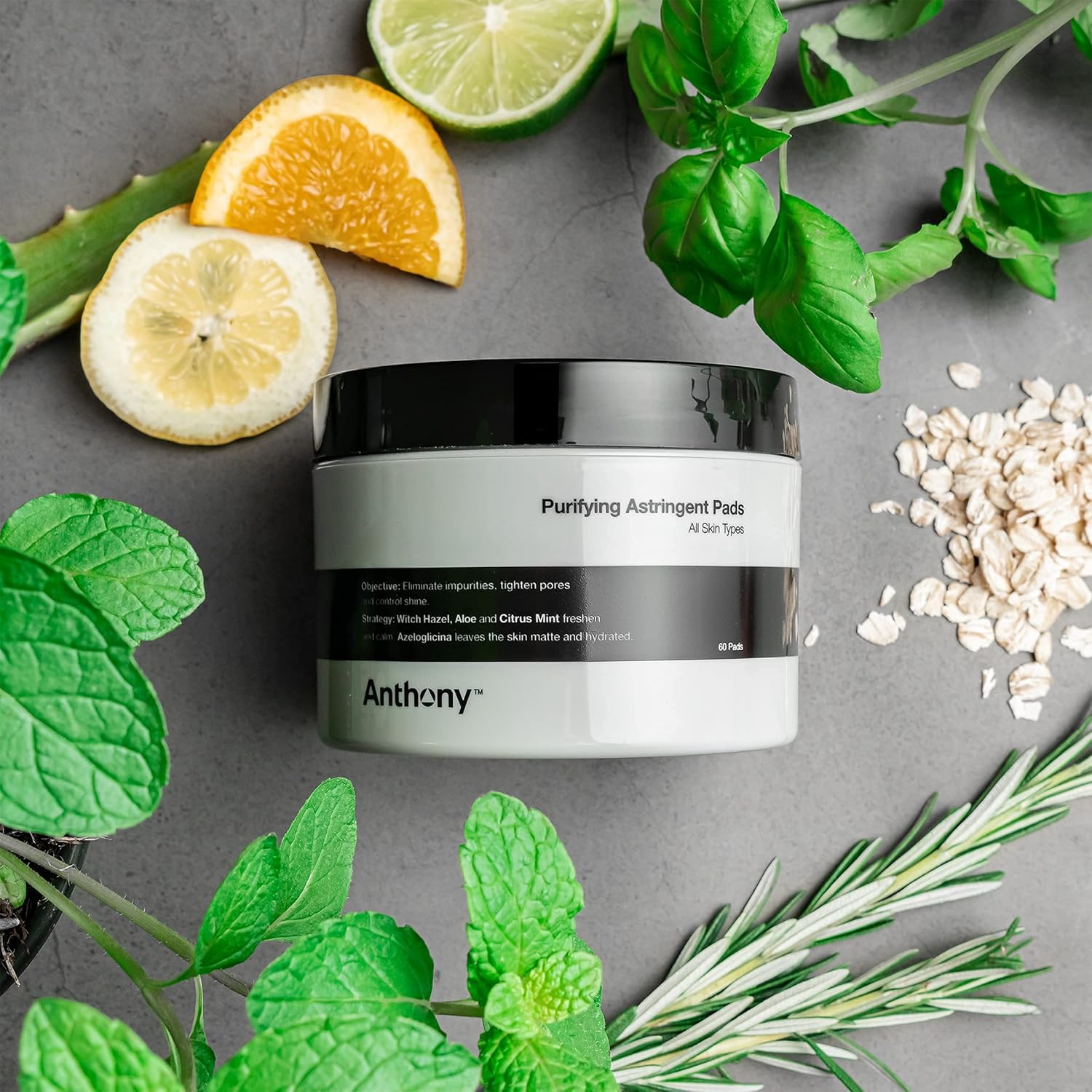 Anthony Acne Control Set, Glycolic Facial Cleanser for Men, Witch Hazel Pads Pore Cleaner Purifying Astringent Toner Pads and All-Purpose Facial Moisturizer - Hydrating Lotion for Dry Skin