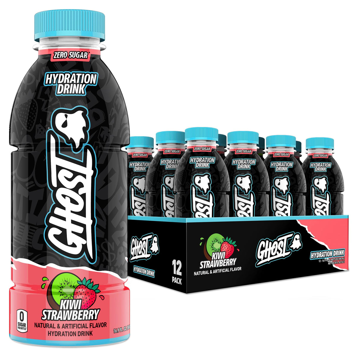 GHOST Hydration Drink, Zero Sugar, 12 Pack, Welch’s Grape - 16.9 Fl Oz