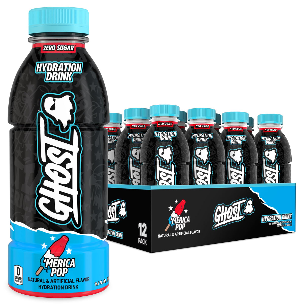 GHOST Hydration Drink, Zero Sugar, 12 Pack, Welch’s Grape - 16.9 Fl Oz