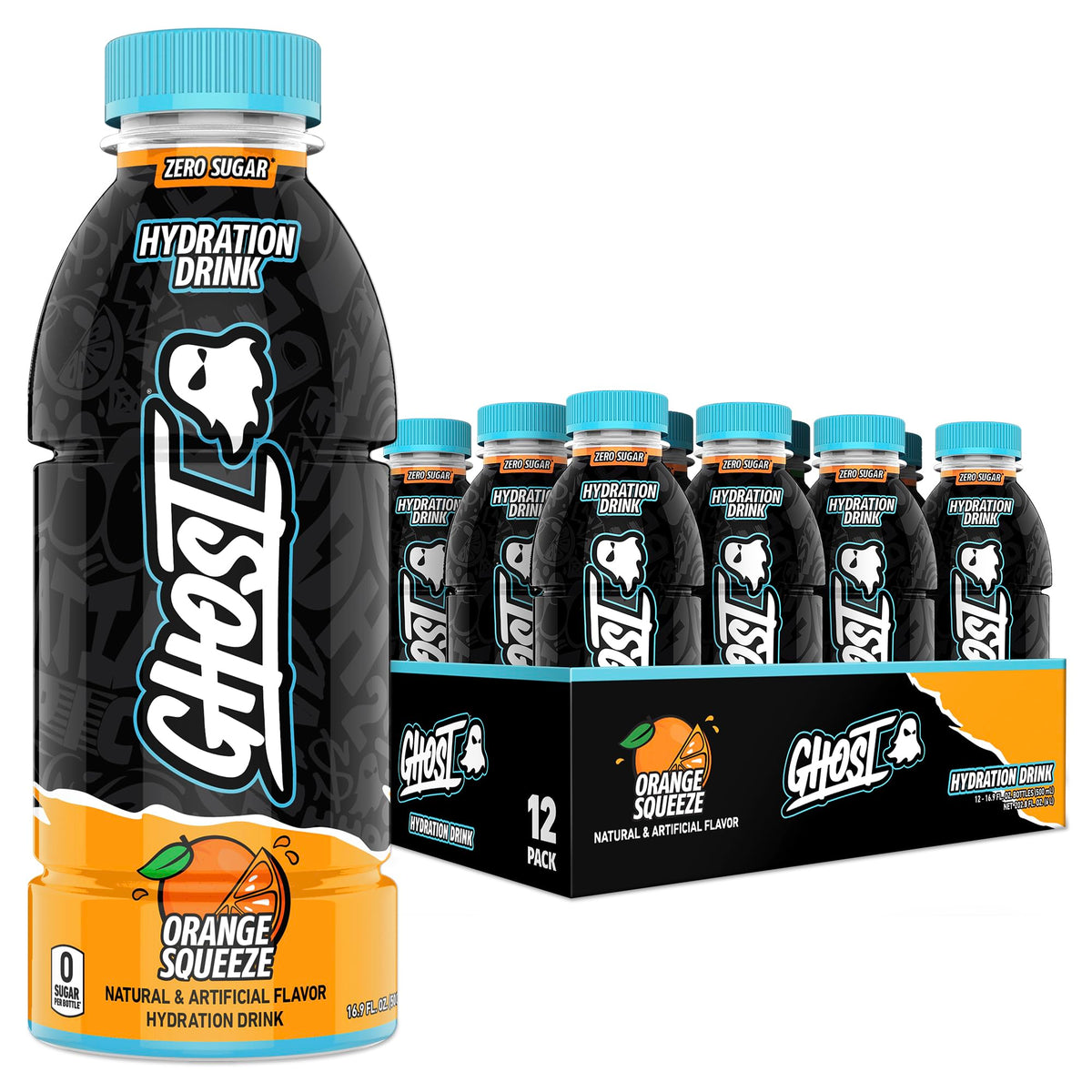 GHOST Hydration Drink, Zero Sugar, 12 Pack, Welch’s Grape - 16.9 Fl Oz