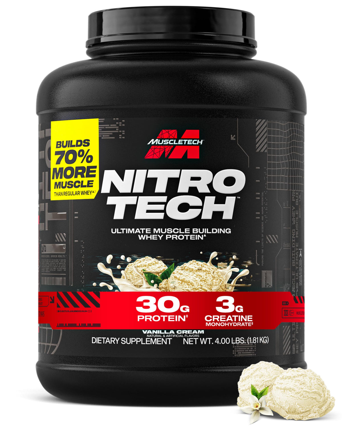 MuscleTech Whey Protein Powder (Milk Chocolate, 4LB) - 30g Protein