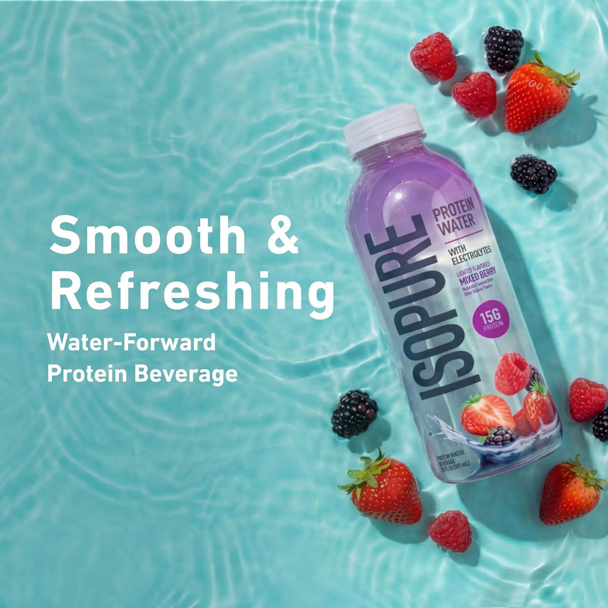 Isopure Clear Protein Water with Electrolytes Mixed Berry 20 oz, 12ct