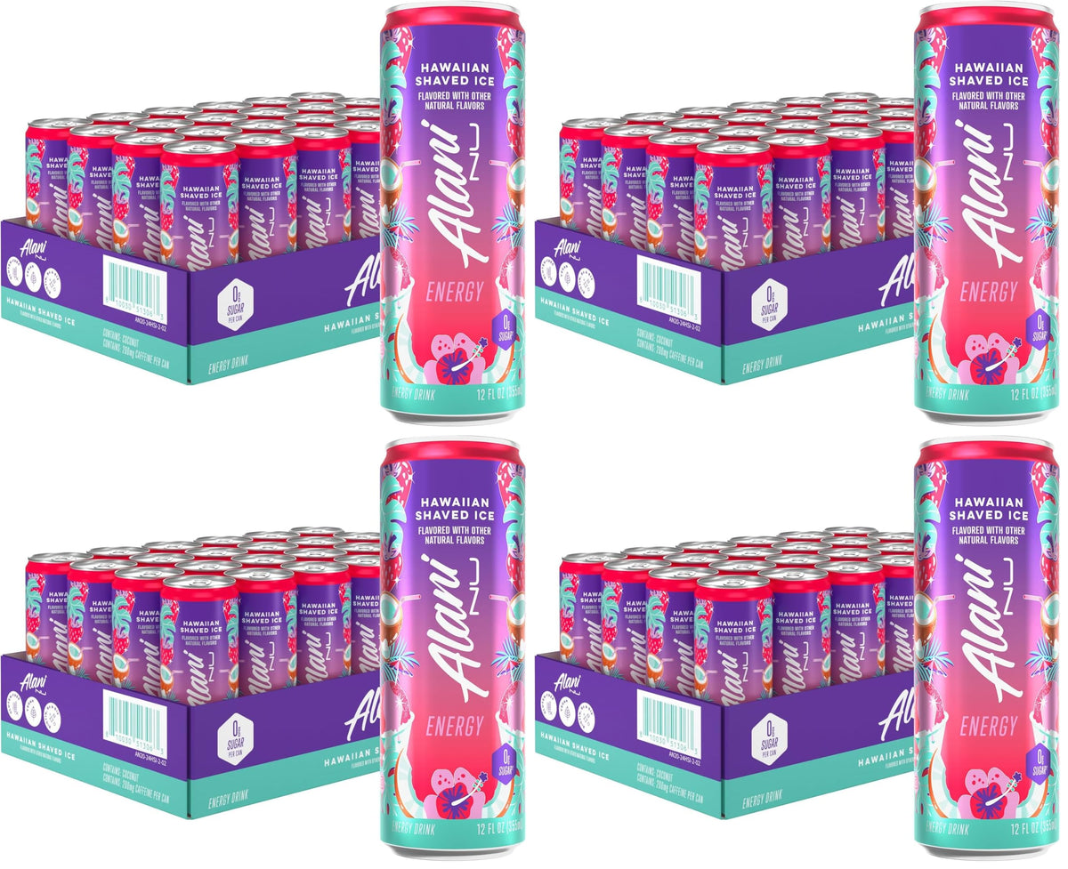 Alani Nu JUICY PEACH, Sugar Free, Low Calorie Energy Drinks, 200mg Caffeine, Biotin, B Vitamins, Zero Sugar, 10 Calories, 12 Fl Oz Cans, 24 Pack